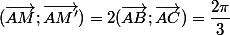 (\vec{AM};\vec{AM'})=2(\vec{AB};\vec{AC})=\dfrac{2\pi}{3}